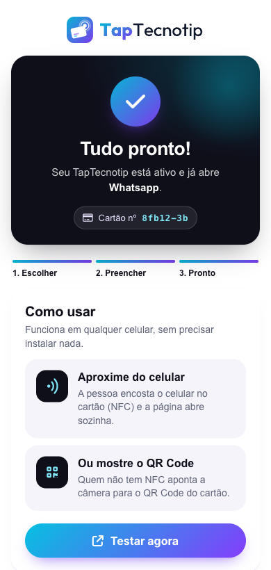 Tela de ativação concluída
